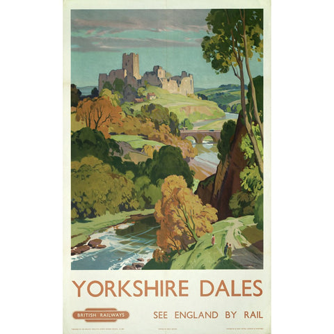 Yorkshire Dales see England by Rail 24" x 32" Matte Mounted Print