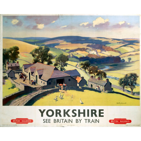 Yorkshire See Britain by Train 24" x 32" Matte Mounted Print