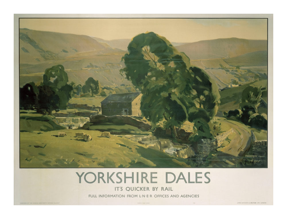 Yorkshire Dales It's Quicker by Rail 24" x 32" Matte Mounted Print