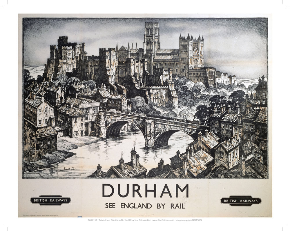 Durham See England by Rail 24" x 32" Matte Mounted Print