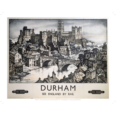 Durham See England by Rail 24" x 32" Matte Mounted Print