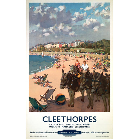 Cleethorpes It's Quicker By Rail - Donkey 24" x 32" Matte Mounted Print