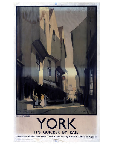 York Street Scene 24" x 32" Matte Mounted Print