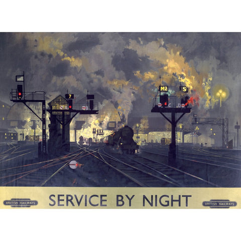 Service by Night Engine 24" x 32" Matte Mounted Print