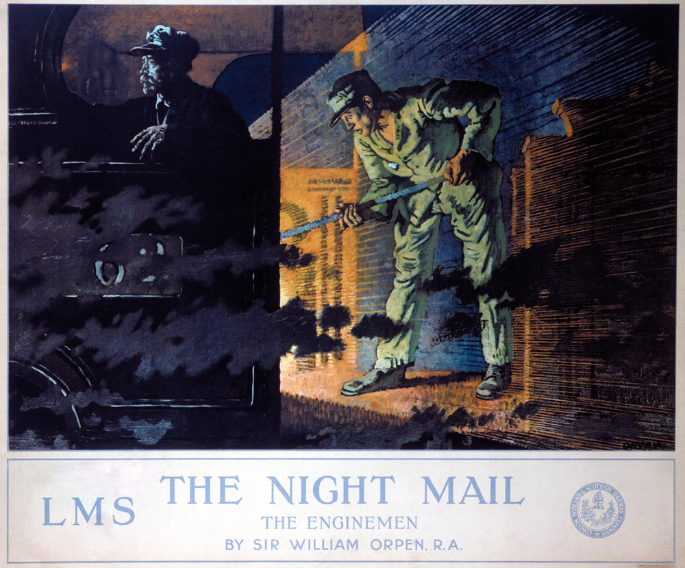 The Night Mail - The Enginemen LMS 24" x 32" Matte Mounted Print