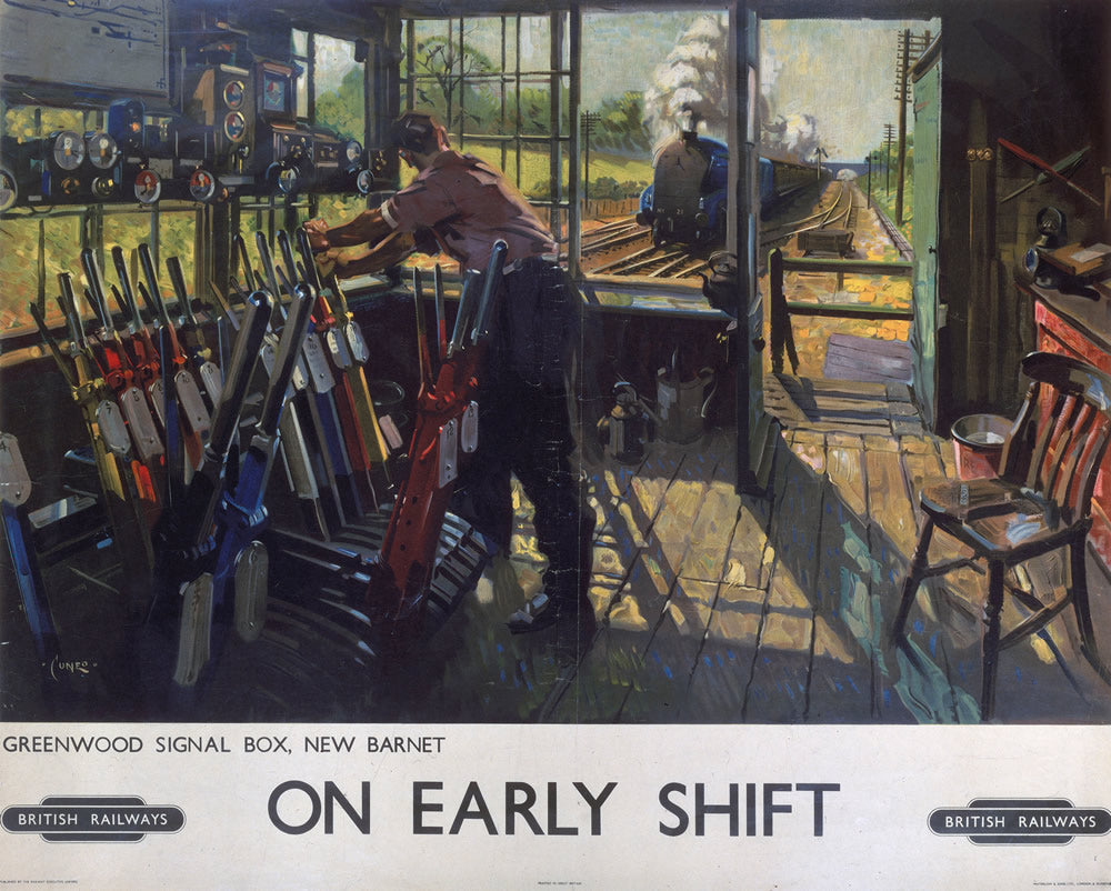 On Early Shift Greenwood Signal Box New Barnet 24" x 32" Matte Mounted Print