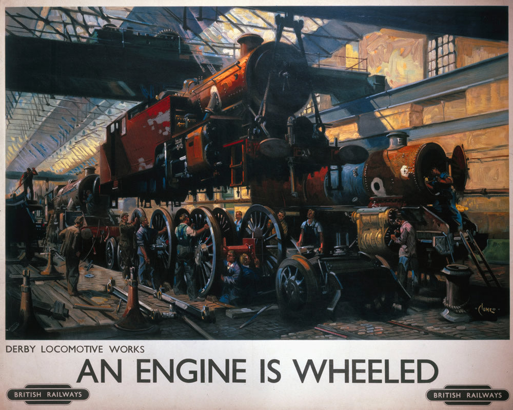 Derby Locomotive Works - An Engine is Wheeled 24" x 32" Matte Mounted Print