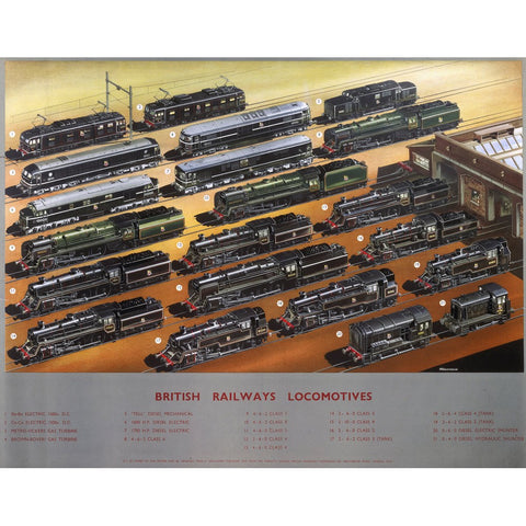 British railways Locomotives 24" x 32" Matte Mounted Print