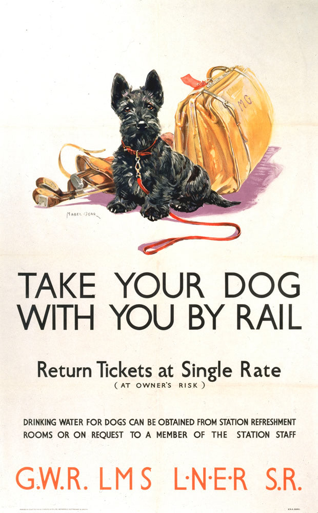 Take your Dog with you by Rail 24" x 32" Matte Mounted Print