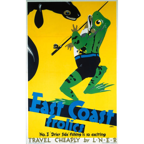 East Coast Frolics - Frog LNER 24" x 32" Matte Mounted Print