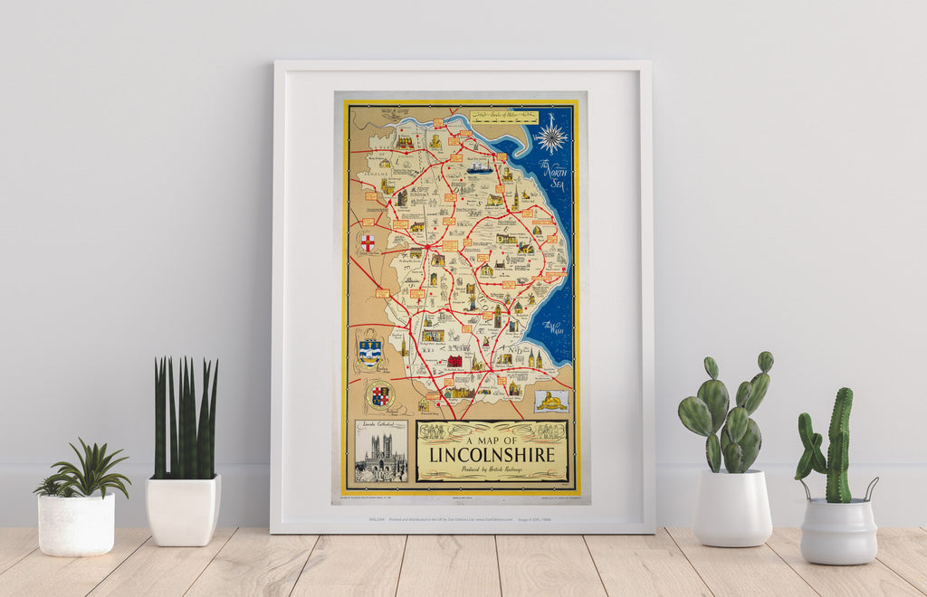 A Map Of Lincolnshire - Lincoln Cathedral - Art Print
