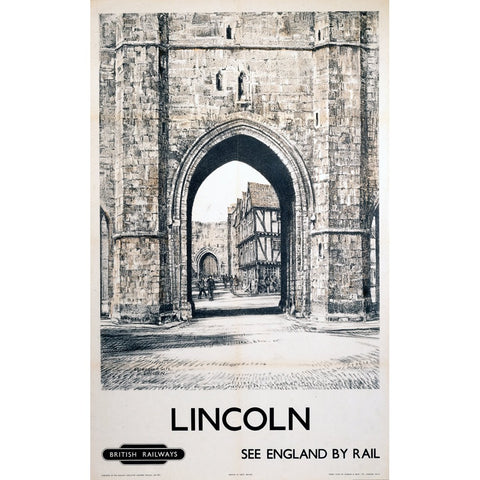 Lincoln See England by Rail 24" x 32" Matte Mounted Print