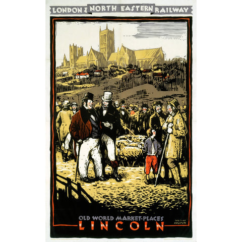 Lincoln Old Market Places LNER 24" x 32" Matte Mounted Print