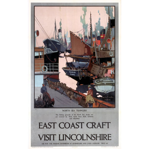North Sea Trawlers Lincolnshire 24" x 32" Matte Mounted Print