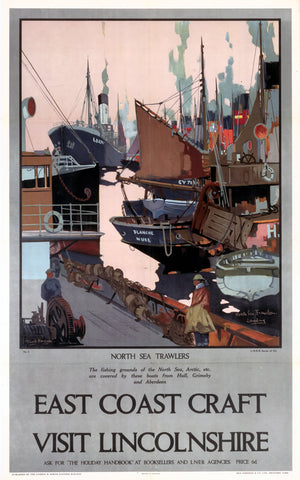 North Sea Trawlers Lincolnshire 24" x 32" Matte Mounted Print