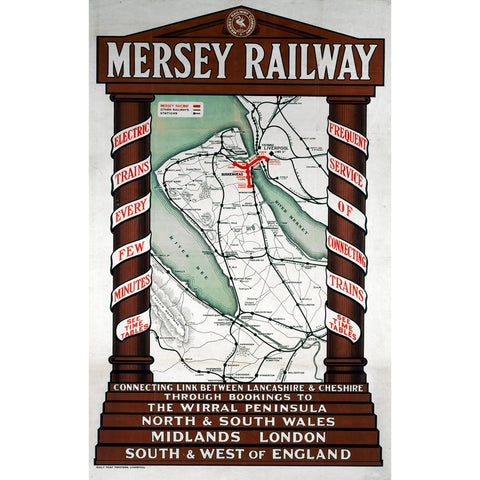 Mersey Railway The Wirral Peninsula 24" x 32" Matte Mounted Print