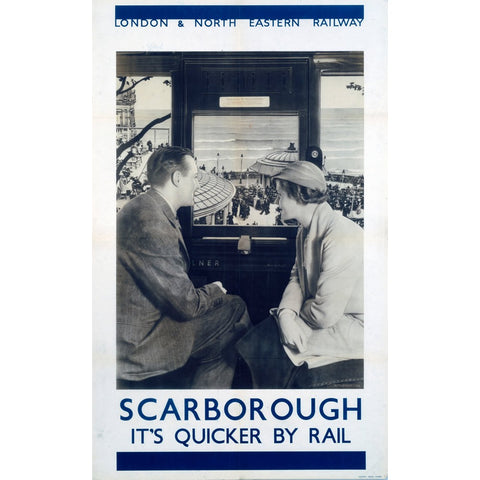 Scarborough It's Quicker by Rail 24" x 32" Matte Mounted Print