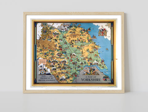 A Map Of Yorkshire British Railways - Premium Art Print