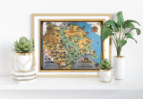 A Map Of Yorkshire British Railways - Premium Art Print
