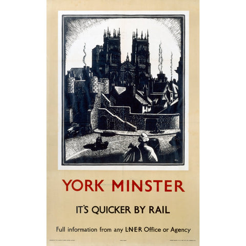 York Minster It's Quicker By Rail 24" x 32" Matte Mounted Print