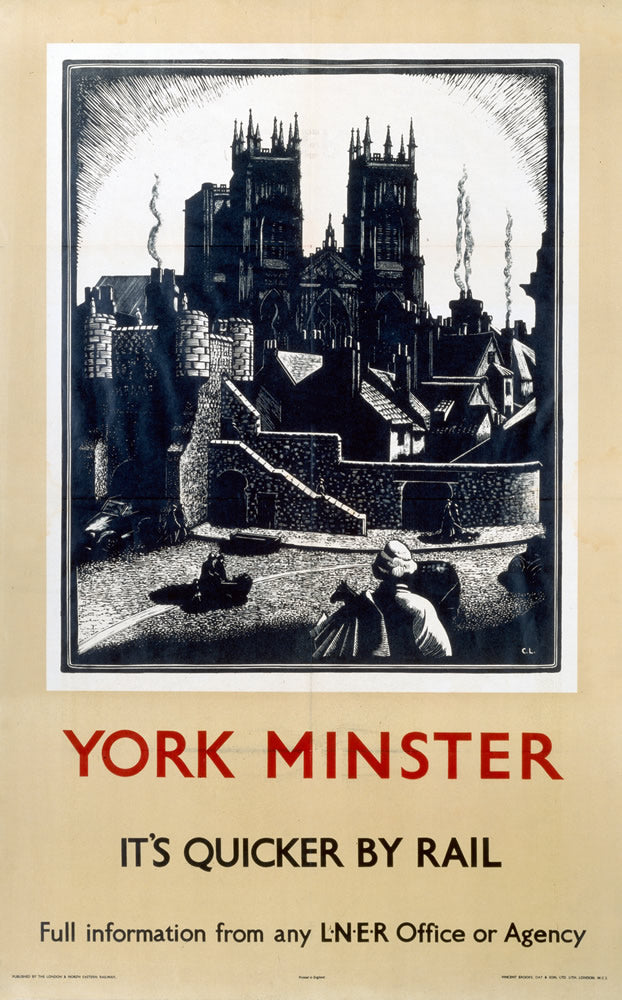 York Minster It's Quicker By Rail 24" x 32" Matte Mounted Print