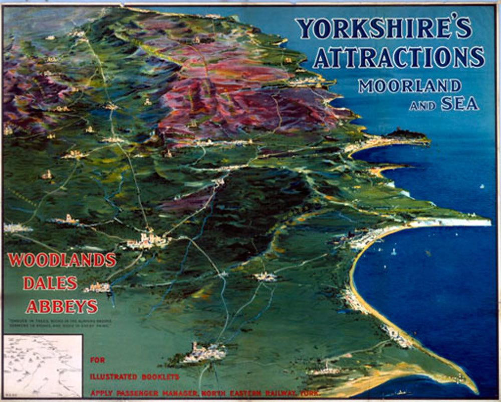 Yorkshire's Attractions Moorland and Sea 24" x 32" Matte Mounted Print