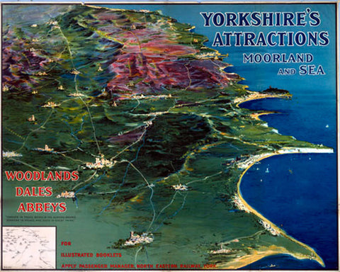 Yorkshire's Attractions Moorland and Sea 24" x 32" Matte Mounted Print