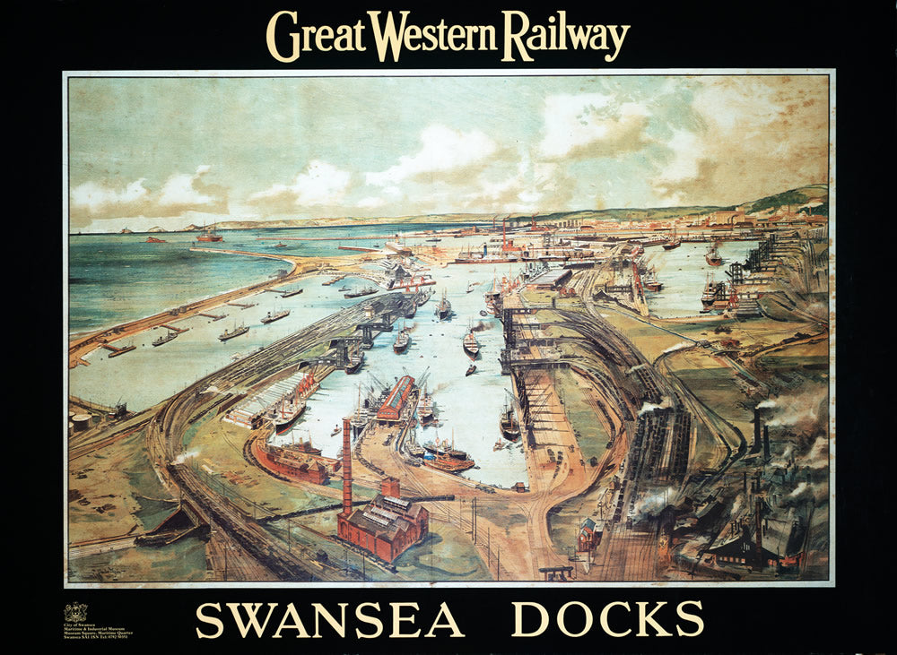 Swansea Docks GWR 24" x 32" Matte Mounted Print