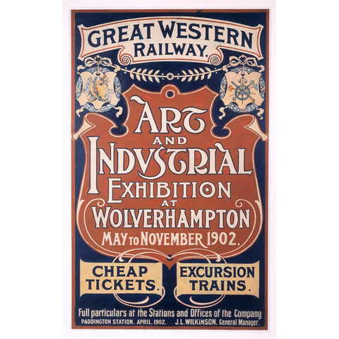 Art and Industrial Wolverhampton GWR 24" x 32" Matte Mounted Print