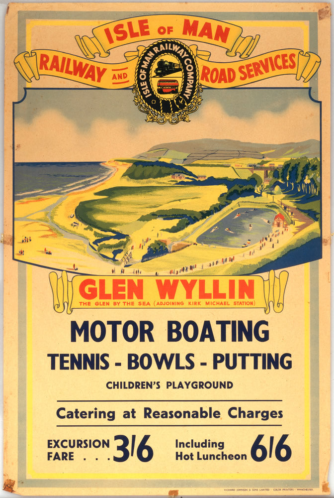 Isle of Man Glen Wyllin Motor Boating 24" x 32" Matte Mounted Print