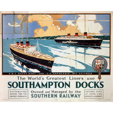 Southampton Docks Southern Railway 24" x 32" Matte Mounted Print