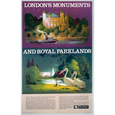 London's Monuments and Royal Parklands 24" x 32" Matte Mounted Print