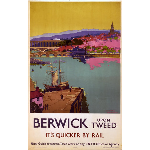 Berwick upon Tweed It's Quicker By Rail 24" x 32" Matte Mounted Print
