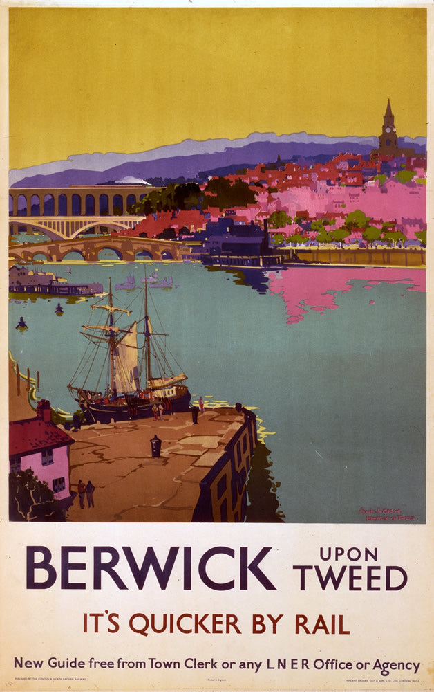 Berwick upon Tweed It's Quicker By Rail 24" x 32" Matte Mounted Print