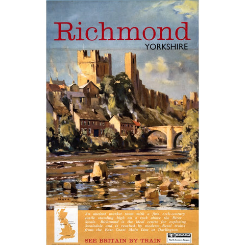 Richmond Yorkshire See Britain By Train 24" x 32" Matte Mounted Print