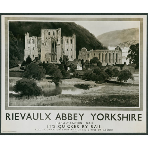 Rievaulx Abbey Helmsley Station LNER Yorkshire 24" x 32" Matte Mounted Print