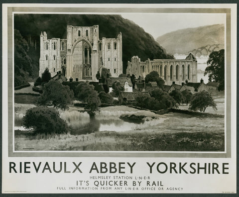 Rievaulx Abbey Helmsley Station LNER Yorkshire 24" x 32" Matte Mounted Print