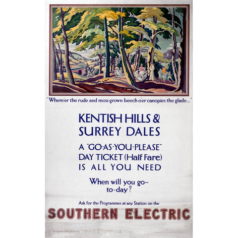 Kentish Hills and Surrey Dales Southern Electric 24" x 32" Matte Mounted Print