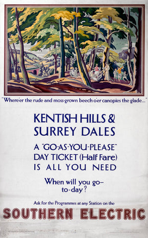 Kentish Hills and Surrey Dales Southern Electric 24" x 32" Matte Mounted Print