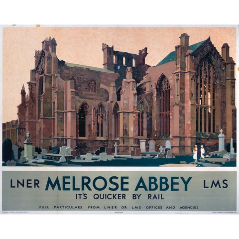 Melrose Abbey LNER 24" x 32" Matte Mounted Print