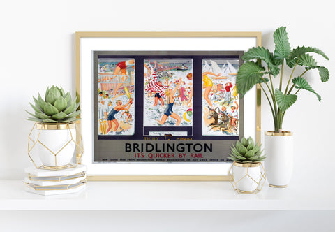 Bridlington Busy Beach - It's Quicker By Rail - Art Print
