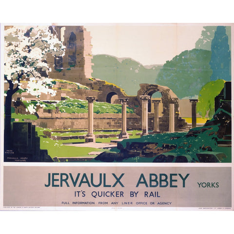 Jervaulx Abbey Yorkshire LNER 24" x 32" Matte Mounted Print