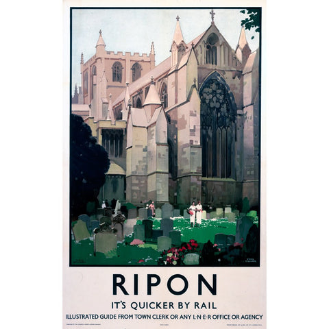 Ripon It's Quicker By Rail LNER 24" x 32" Matte Mounted Print