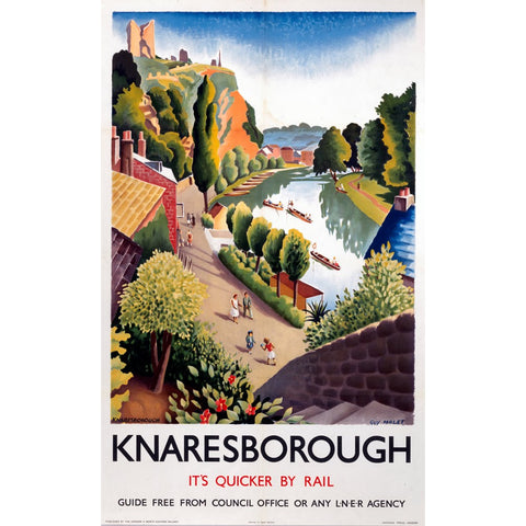 Knaresborough It's Quicker By Rail LNER 24" x 32" Matte Mounted Print