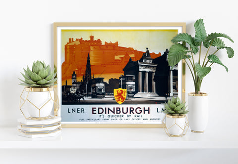 Edinburgh, It's Quicker By Rail - 11X14inch Premium Art Print