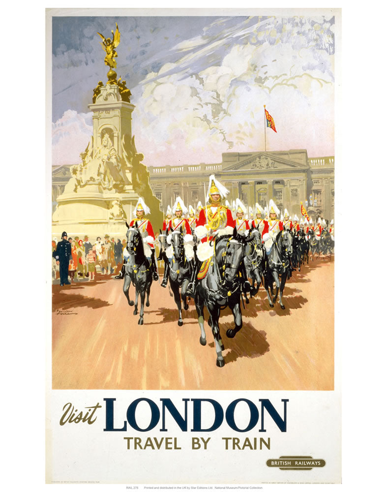 visit London travel by train 24" x 32" Matte Mounted Print