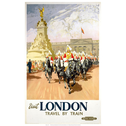 visit London travel by train 24" x 32" Matte Mounted Print