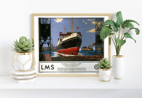 Launch Of T.S.S. Duke Of York, Belfast - Premium Art Print