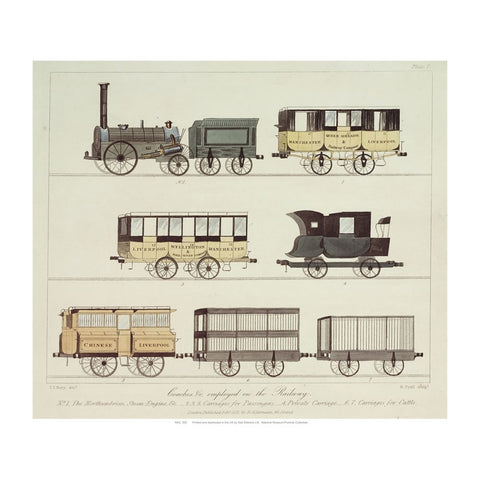 Train drawings 24" x 32" Matte Mounted Print