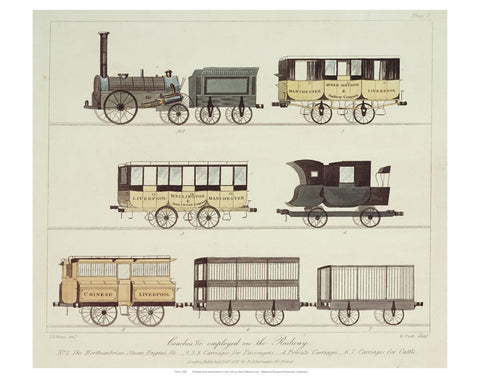 Train drawings 24" x 32" Matte Mounted Print